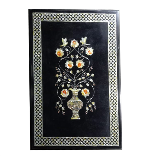 Mother Of Pearl Inlay Work Black Marble Table Top