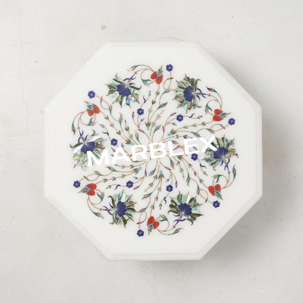 White Marble Inlay Baroque Table Top