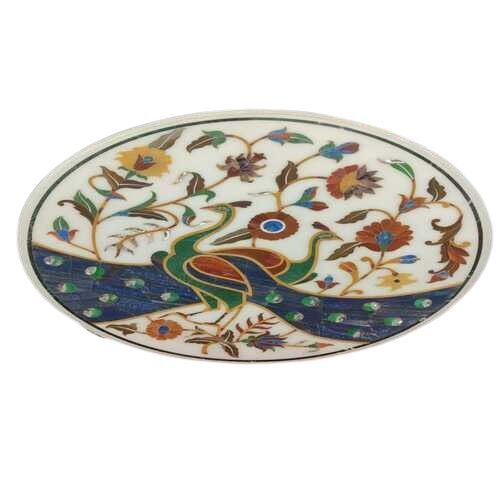 Washable And Polished White Marble Inlay Table Tops